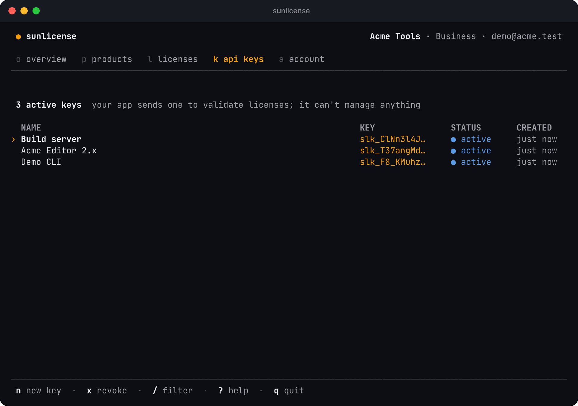 API keys