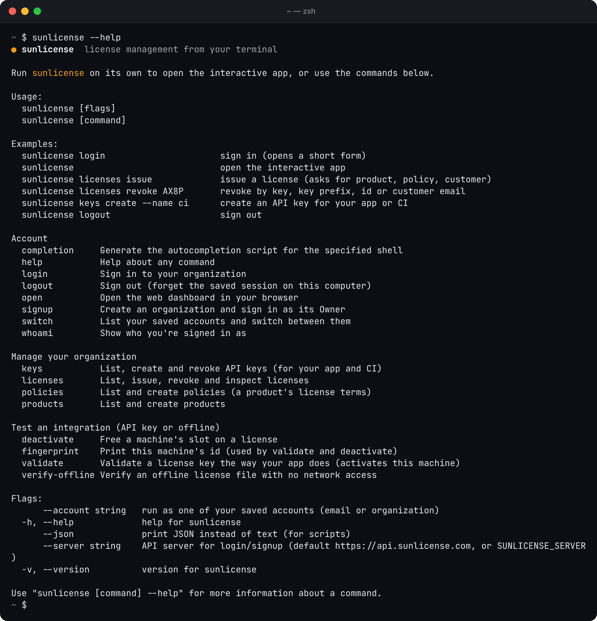 sunlicense --help